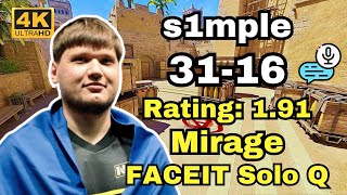 s1mple 3116 Solo Q VOICE COMMS Mirage  Sep 17 2024 cs2 pov [upl. by Nollaf]