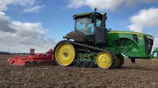 John Deere 8370RT with Kuhn HR 6004 Power Harrow  Tillage 2021 [upl. by Darrej]