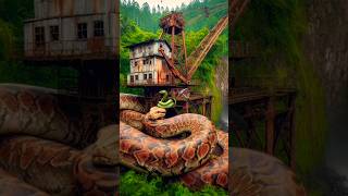 Ai Nature Exploration  phyton beside waterfall video shortvideo waterfall nature snake aiart [upl. by Aivad]