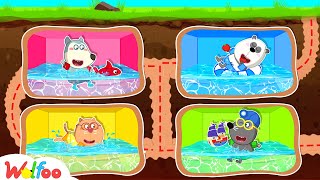 Wolfoo Has Fun Playtime With Four Colors Swimming Pool Challenge Underground wolfoofamilyofficiall [upl. by Turpin203]