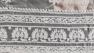 Chikankari Embroidery Tutorial Hand Embroidery Border Design For Saree Kurti Dress [upl. by Garap]