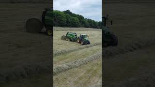 Foin 2024 Botte dans la pente 🙈 🙈🙈 drone John Deere V461R Ball on the hill Hay 2024 farming [upl. by Lezned]