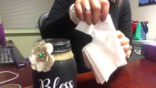 Refilling a mason jar tissue dispenser with Kleenex Ultra Soft tissues [upl. by Yran]