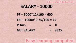 Class 172  PF ESI Professional TaxGross Salary Basic salary HRA DA  Deduction [upl. by Theron194]