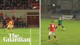 Oh my god Bizarre moment player scores header from own half [upl. by Lochner123]