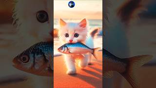 Kittens and Fish 😻🏖️🐟🧡 cats kitten neko beach 猫 kucing 고양이 gatos fish cute 魚 [upl. by Montanez]