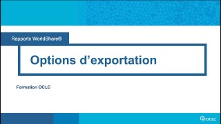 Options d’exportation [upl. by Pine]