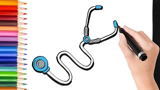 How to draw a cartoon stethoscope [upl. by Dnomso]