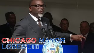 Mayor Brandon Johnson Plays The Race Card At His Press Conference brandonjohnson chicagomayor [upl. by Aryek651]