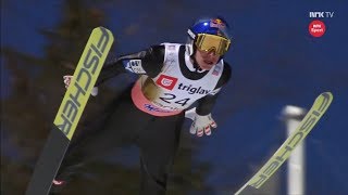 HD Gregor Schlierenzauer 2535m WORLD RECORD FALL Planica 2018 [upl. by Rubie]