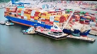 Drone views of MV Dali in Baltimore by Minorcan Mulletand drone over the waterMy review [upl. by Ernest]