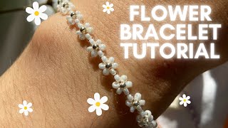 easy daisy flower bracelet tutorial diy beaded bracelet [upl. by Ahsekahs]