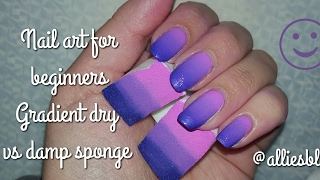 Nail art for beginners  How to do gradient nails  damp vs dry sponge [upl. by Anjela477]