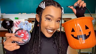 ASMR Girl Who’s Obsessed With Halloween Gives You a Makeover In Class 🎃👻 ASMR Makeover Roleplay [upl. by Allenod778]