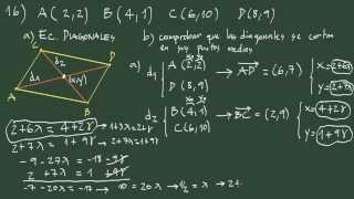 Ejercicio 16 geometría analítica hallar las diagonales de un paralelogramo [upl. by Gnaoh]