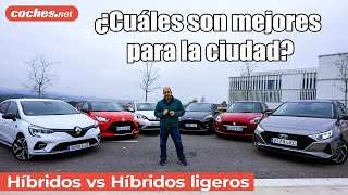 Comparativa urbana Híbridos contra híbridos ligeros  Prueba  Review en español  cochesnet [upl. by Llerehs]