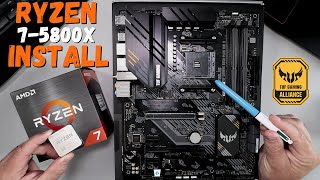 Installing Ryzen 75800x on Asus Tuf Gaming B550 Plus WiFI II Motherboard [upl. by Yadsendew222]