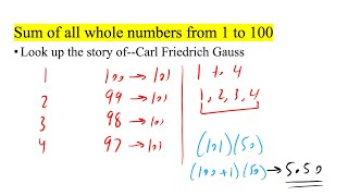 Sum of all Whole Numbers from 1 to 100 Mental Math [upl. by Onairot]