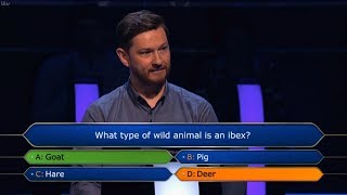 Ibex question on Who Wants To Be A Millionaire Jeremy gets the question wrong [upl. by Gamal]