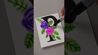 P letter flower painting shorts art painting youtubeshorts [upl. by Nannarb]