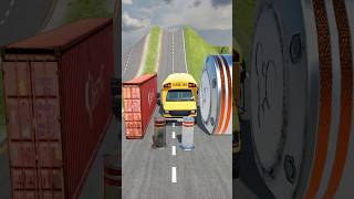 Cars amp School Bus vs Container Wall amp Hydraulic Crush  BeamNGDrive [upl. by Horbal]