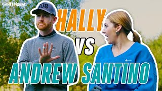 Andrew Santino vs Hally Leadbetter  On The Tee  Golf Digest [upl. by Widera]