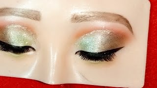 green eyes makeup tutorial YouTube channel subscribe glittery eyemakeup [upl. by Bahr]