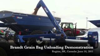 Brandt Grain Bag Unloading Demonstration Regina SK June 16 2011 [upl. by Shanney]