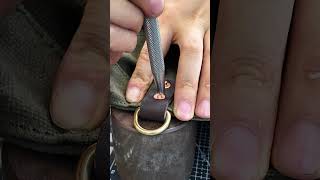 How to use brass rivets leather bag leatherbackpack shortscopper rivet leathercraft diy [upl. by Tillinger]