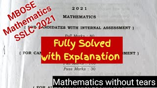 Fully Solved MBOSE Maths 2021Class 10 [upl. by Ithsav]