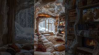 cozy bedroom and sounds of sleep during snow storm relaxing new snow sleep [upl. by Zilef]