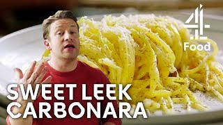 Sweet Leek Carbonara  Jamies MeatFree Meals [upl. by Massiw]