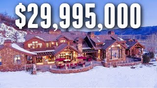 Touring a 29995000 Colorado Winter Mountainside MEGA MANSION [upl. by Weiler]