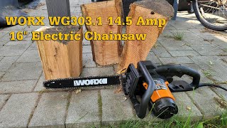 WORX WG3031 145 Amp 16quot Electric Chainsaw  JoeteckTips [upl. by Acirem]