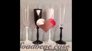 Wedding glasses tutorial свадебные бокалы svadbene čaše occhiali da sposa vidrios de la boda [upl. by Evie]