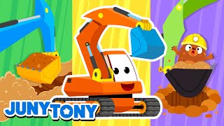 NEW Excavator  Learn About Excavators  Construction Vehicles Song for Kids  JunyTony [upl. by Robina590]