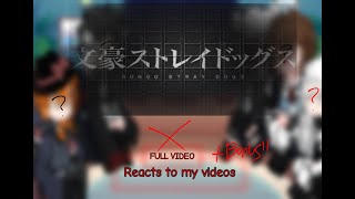 Bsd reacts to My videos Ft dazai chuuya Atsushi akutagawa shibusawa FULL video pt 1 [upl. by Ecnahc]