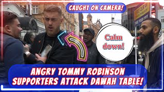 🤬Angry Tommy Robinson Supporters Attack Dawah Table 🏴󠁧󠁢󠁥󠁮󠁧󠁿 End Up Leaving With Qur’an  Abu Hajar [upl. by Nata202]