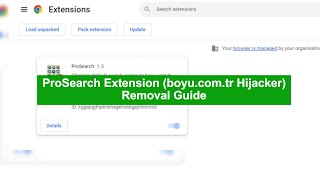 Remove ProSearch Extension from Google Chrome  Resolve Boyucomtr Redirect Problem [upl. by Yakcm]