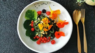 Easy Squid Ink Pasta With Nasturtium Pesto  Squid Ink Pasta  Nastrtium Pesto  Create A happy meal [upl. by Norac]