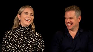 Emily Blunt Laughs at Matt Damons Awful Mustache for Oppenheimerquot [upl. by Nyrek966]