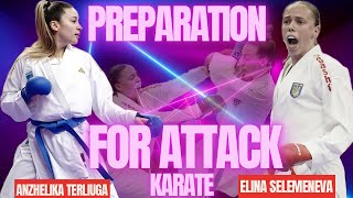 Preparation for attack karate wkf ANZHELIKA TERLIUGA amp SIELIEMIENIEVA ELINA karate lesson [upl. by Einaffets]