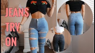 JEANS TRY ON  TOPSHOP amp FASHION NOVA [upl. by Anhcar634]