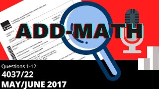 OLevel Add Math May June 2017 Paper 22 403722 [upl. by Diba]