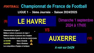 LE HAVRE  AUXERRE  3ème journée de Ligue 1  Stats infos pronos  Football saison 20242025 [upl. by Aynwad]