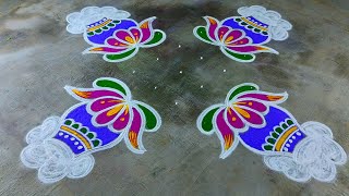 Big Pongal pot rangoli🌹Sankranthi chukkala muggulu🌹53 bhogi kundala muggulu🌹Super Pongal kolam 2024 [upl. by Relyks]