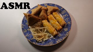 GYOZAS SAMOSAS amp SPRING ROLLS ASMR MUKBANG [upl. by Eimarej723]