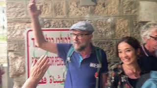 Italians Sing Antifascist Anthem Bella Ciao at Israeli Military Checkpoint in Hebron West Bank [upl. by Ahsetra990]