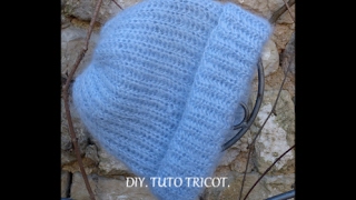 DIY TUTO TRICOT BONNET BLEU EN CÔTES ANGLAISES [upl. by Assiled]