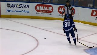 Kucherov unlucky in shootout as stick breaks midshot against Senators [upl. by Llerraj]